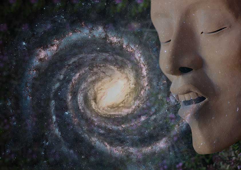 "L'énergie Créatrice", sculpture céramique et composition photographique de l'artiste symboliste Isabelle Mounier