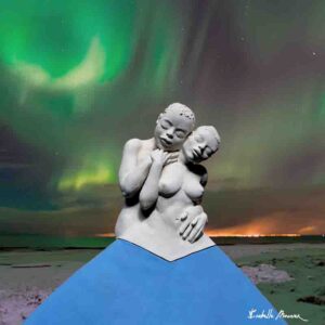 "tendres amoureux", tableau photo de l'urne de mariage en terre cuite créée par Isabelle Mounier