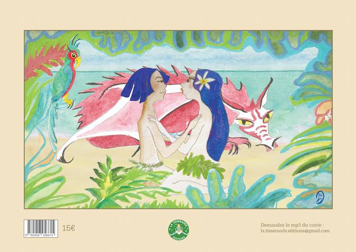 "Sur les ailes du vent Alizé", un conte écologique d'Isabelle Mounier. Couverture backfront, dessin Patricia Dottini