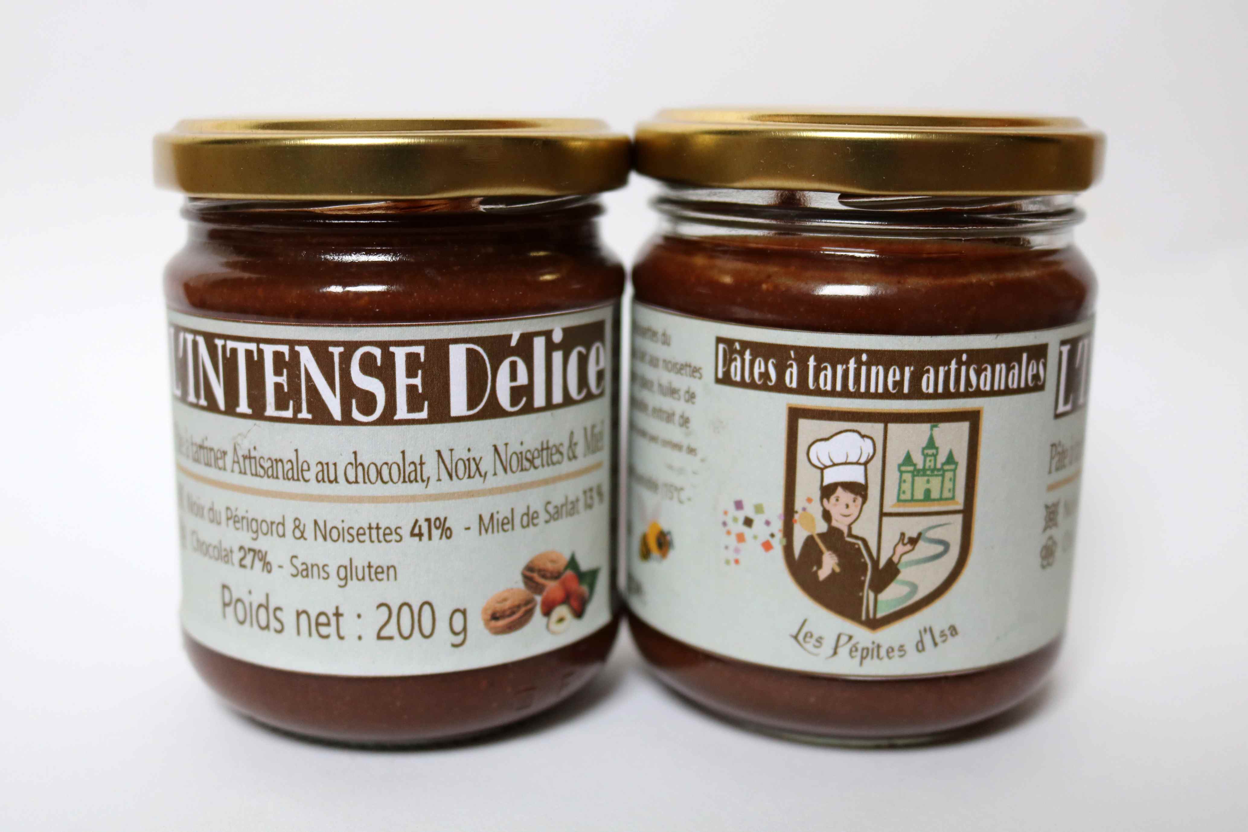 Pot de pâte à tartiner artisanale L’Intense Délice aux noix, noisettes, chocolat et miel